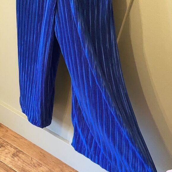 Anthropologie Maeve Sonata Jumpsuit Wide Leg Cropped Pleated Blue Size 4 NWT - Picture 15 of 16
